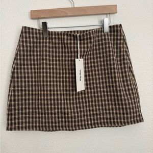 Rhythm Brown Checkered Mini Skirt